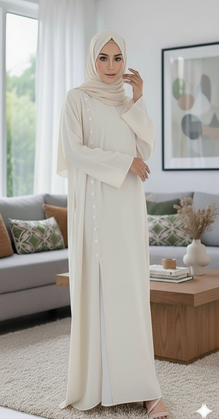 Batool Off White Abaya Free Shipping