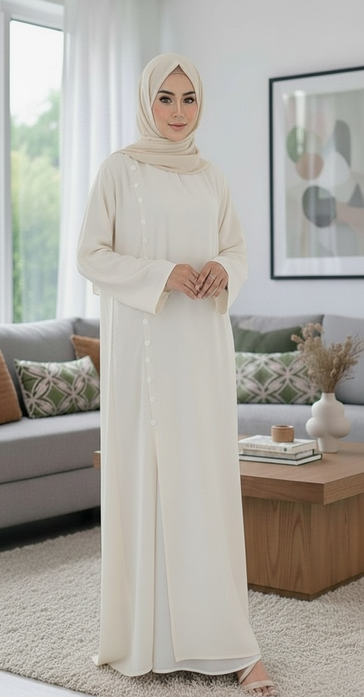 Batool Off White Abaya Free Shipping