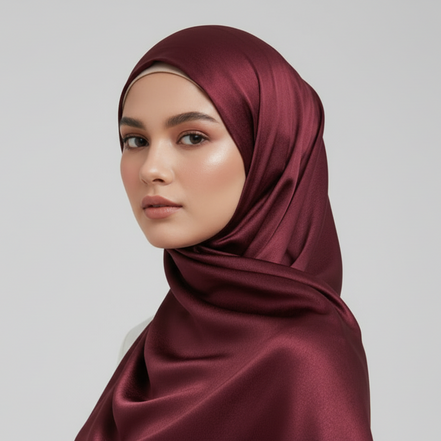 Maroon Marble Silk Hijab