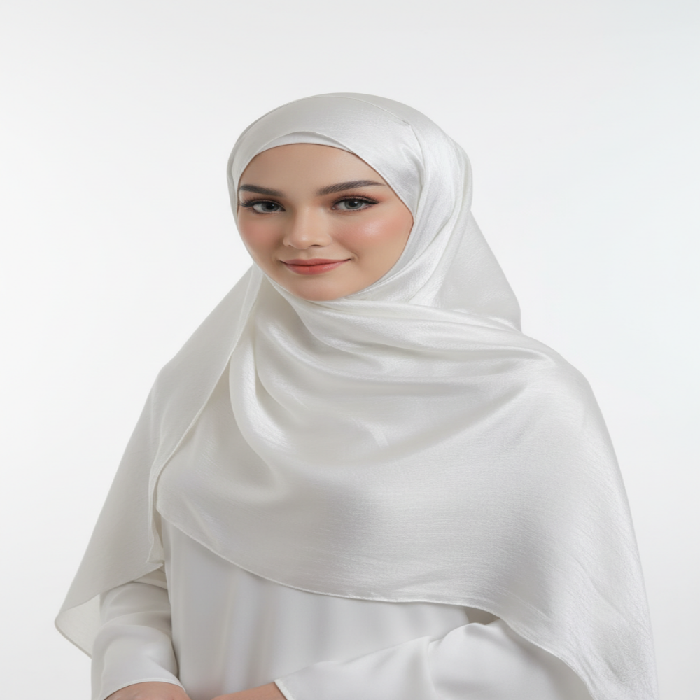 White Marble Silk Hijab