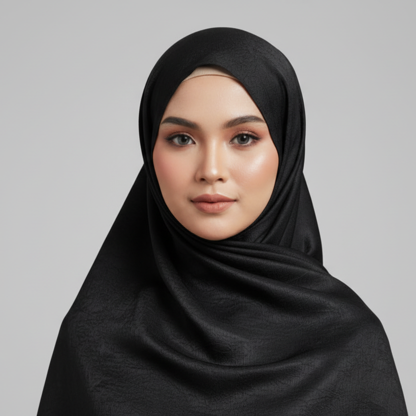 Black Marble Silk Hijab
