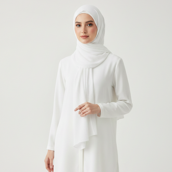 White Crimps Hijab