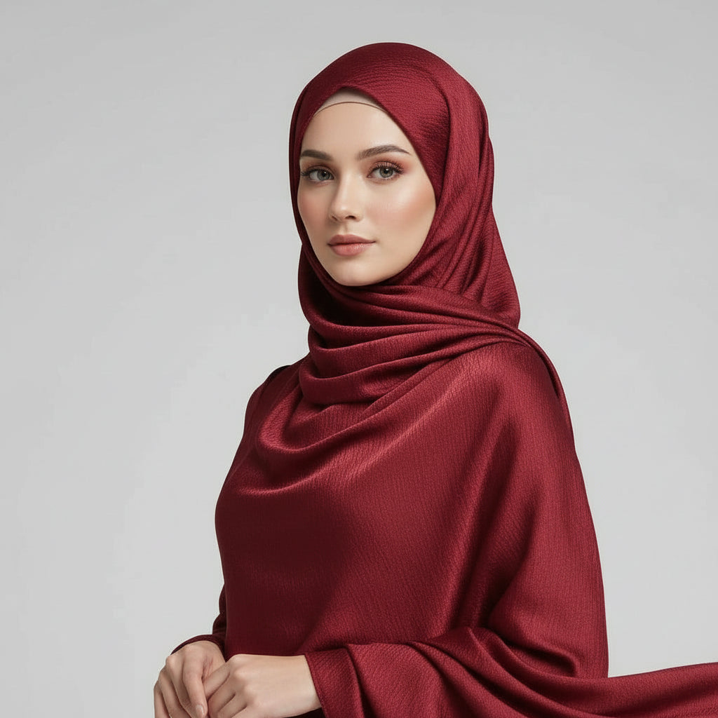 Aesthetic Maroon Crinkle Chiffon Hijab