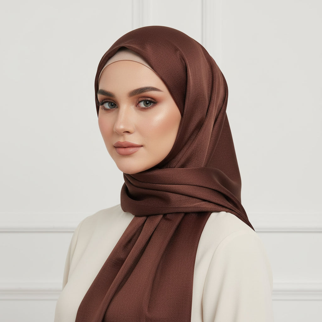 American Brown Crinkle Chiffon Hijab