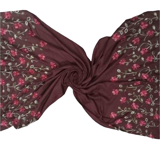 Maroon Embroidery Lawn hijab