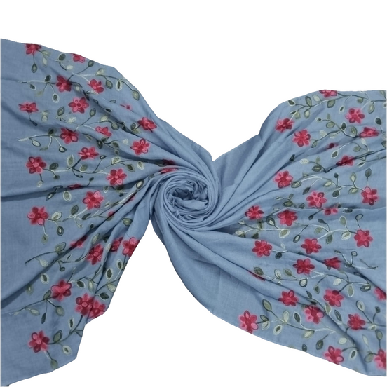 Sky Blue Embroidery Lawn hijab