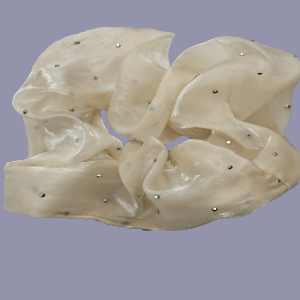 Cream   Organza fancy  Scrunchies