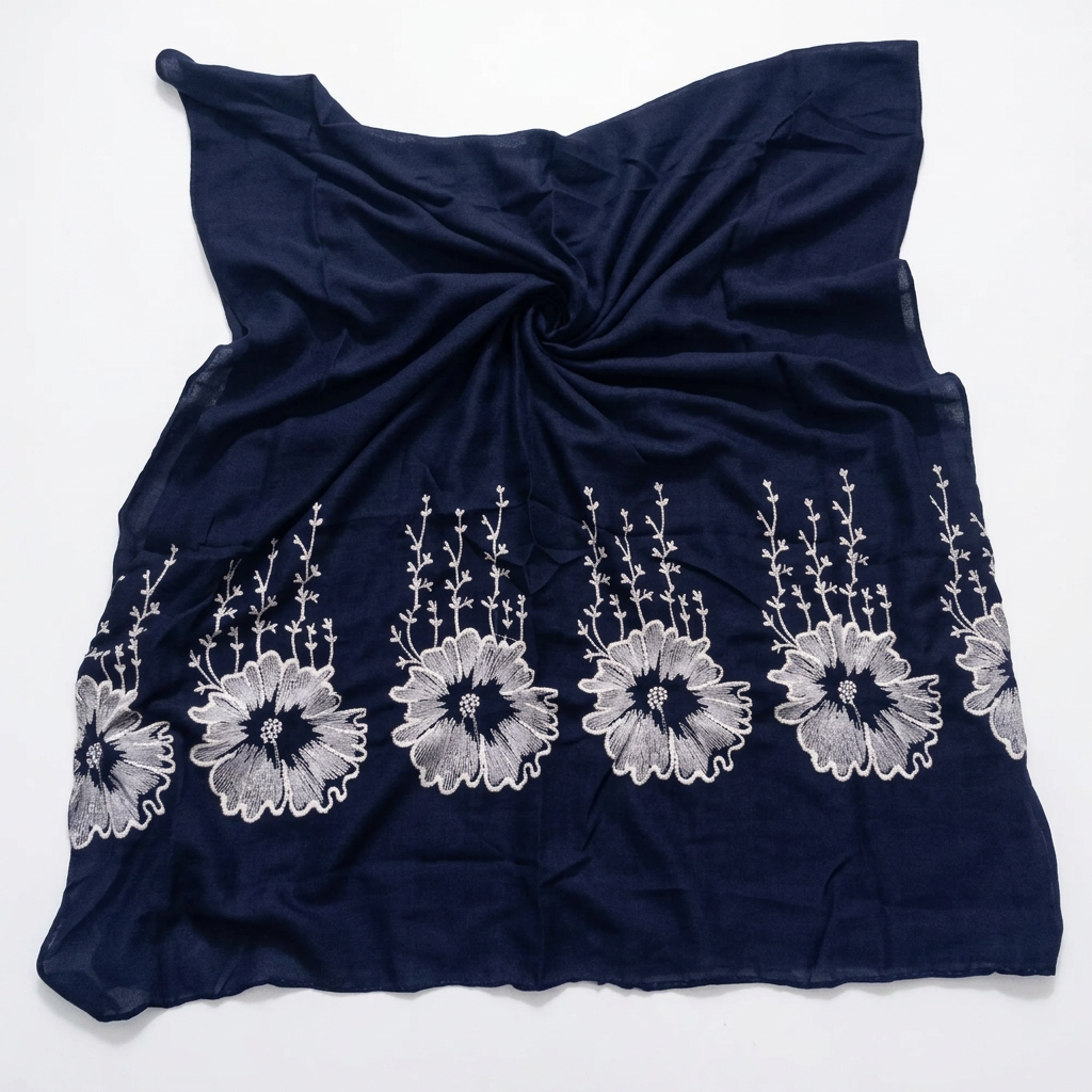 Mid night blue  Embroidery Lawn hijabs