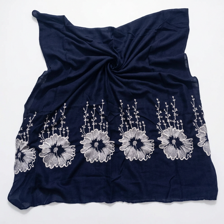 Mid night blue  Embroidery Lawn hijabs