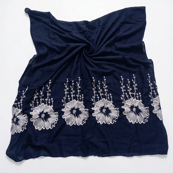 Mid night blue  Embroidery Lawn hijabs