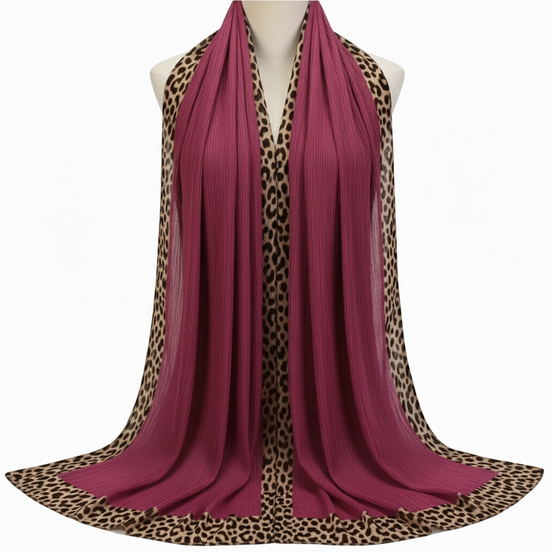 Dark pink Pleated Crinkle Hijab