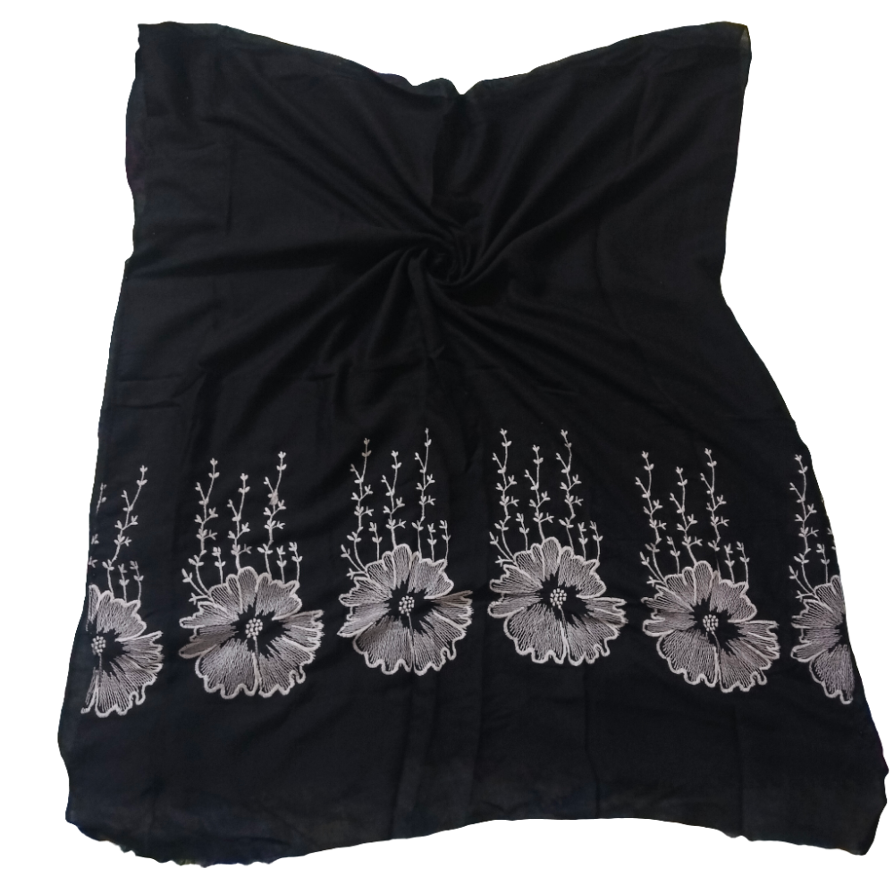 Black  Embroidery Lawn hijab