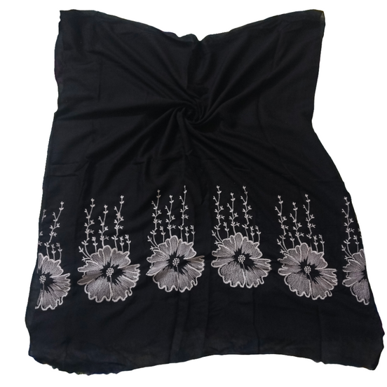 Black  Embroidery Lawn hijab