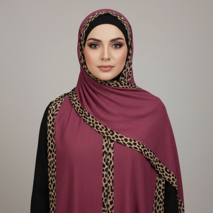 Dark pink Pleated Crinkle Hijab