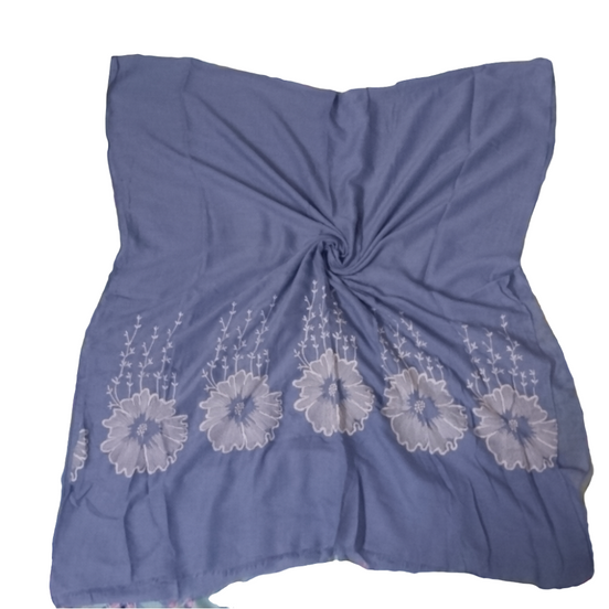 Sky blue Embroidery Lawn hijab