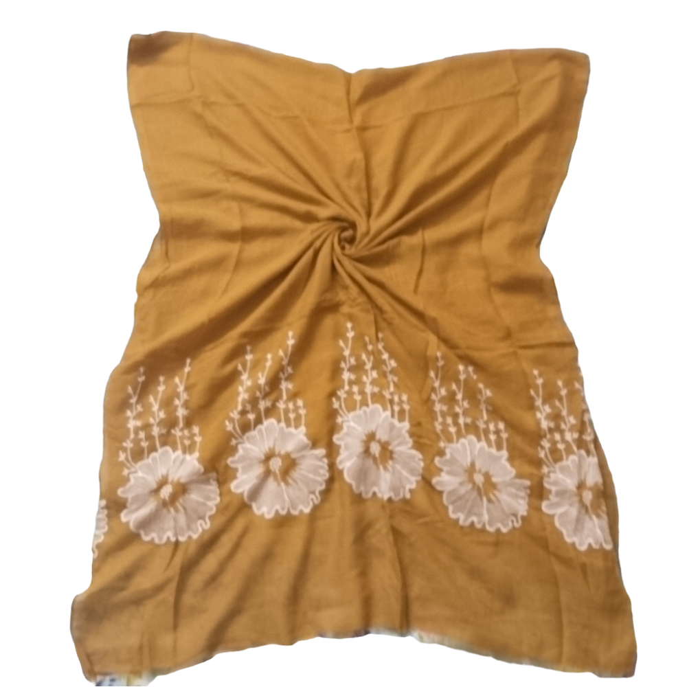 Mustard Embroidery Lawn hijab