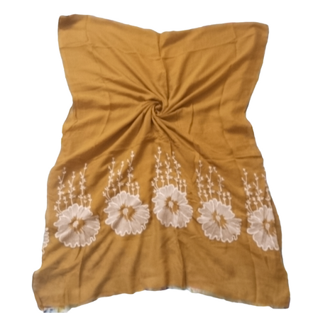 Mustard Embroidery Lawn hijab