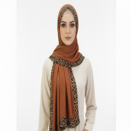 Rusty Brown Pleated Crinkle Hijab