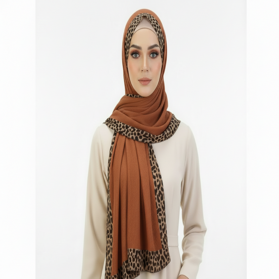 Rusty Brown Pleated Crinkle Hijab