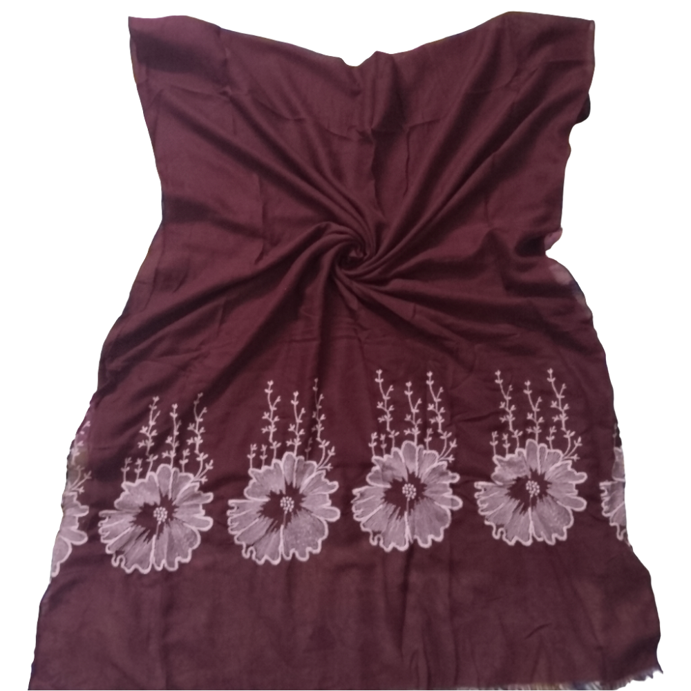 Maroon Embroidery Lawn hijab