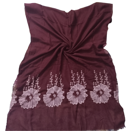Maroon Embroidery Lawn hijab