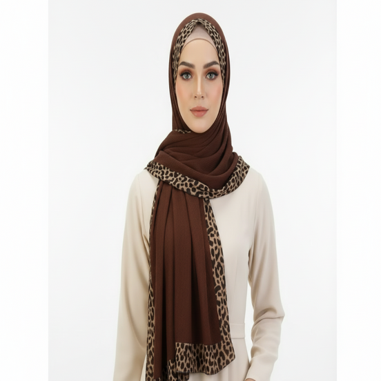 Chocolate Brown Pleated Crinkle Hijab