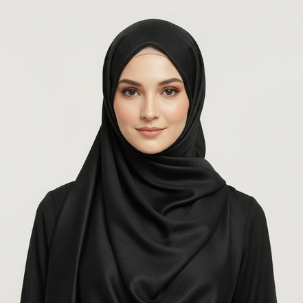 Black  Plain Satin Silk
