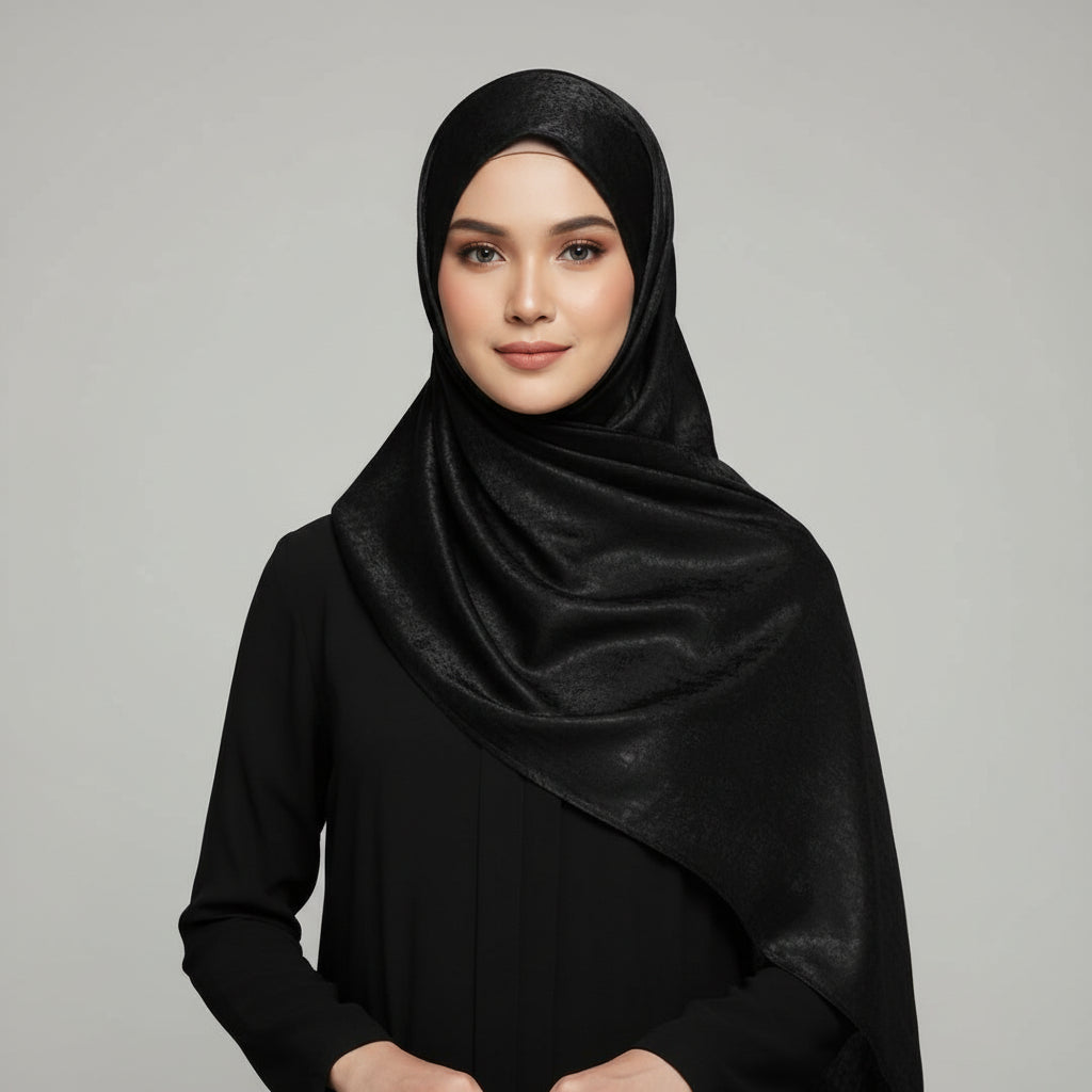 Black Velvet Silk Hijab