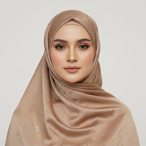 Copper Brown Gold Stone Luxilk Hijab