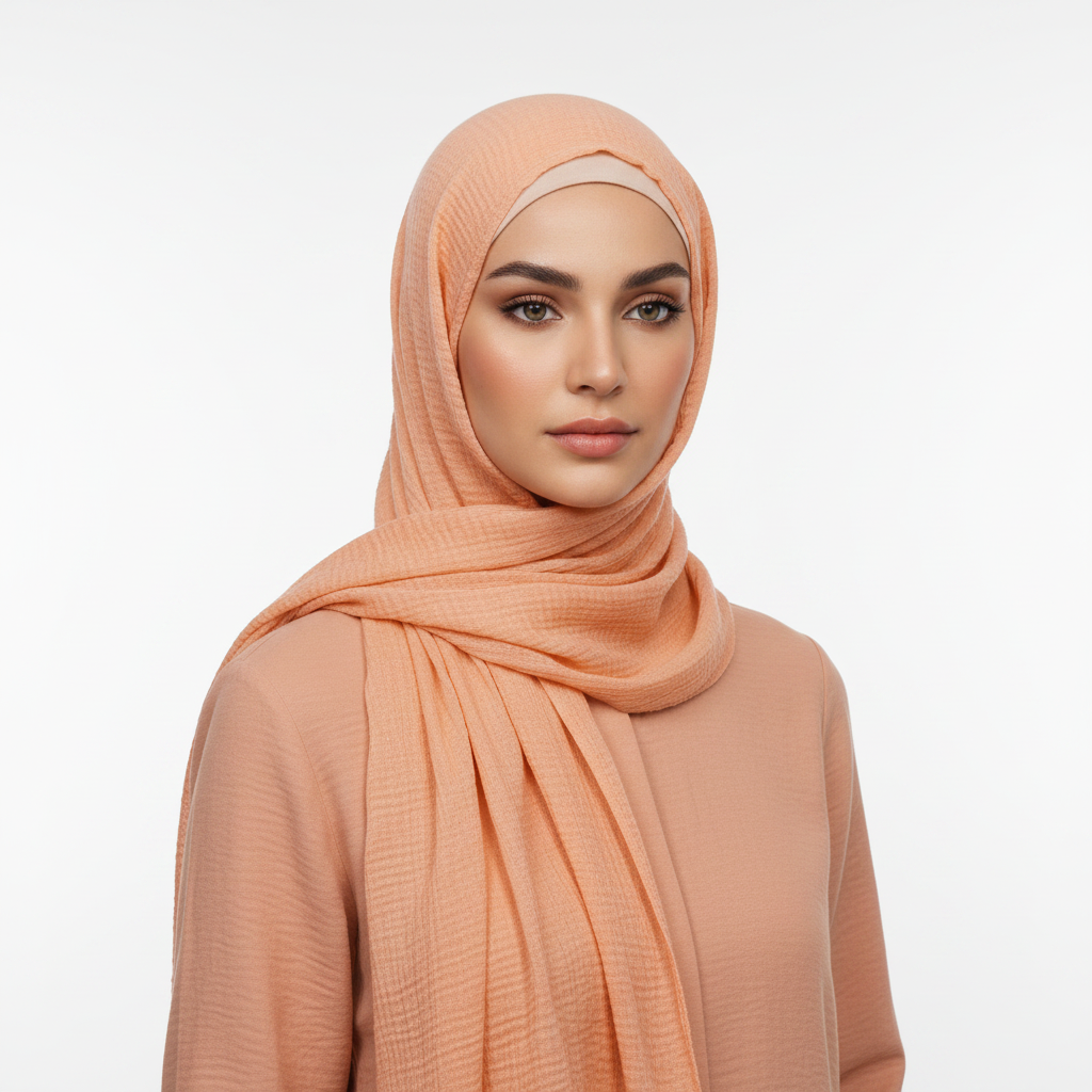 Salmon Pink Crimps Hijab