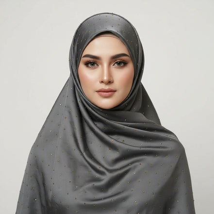 Iron Grey Gold stone Luxilk Hijab