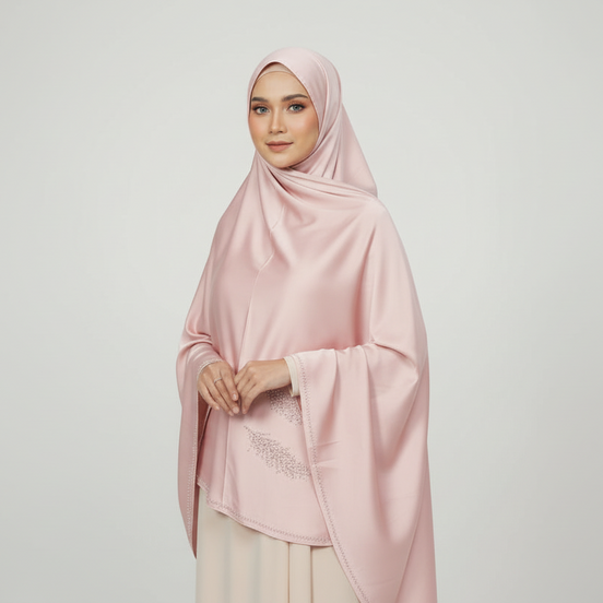 Cantaloupe-Leaf Studded Silk