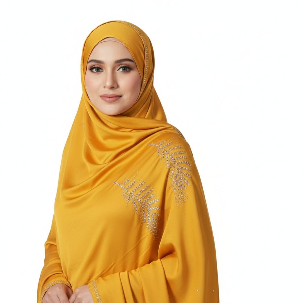 Mustard-Leaf Studded Silk