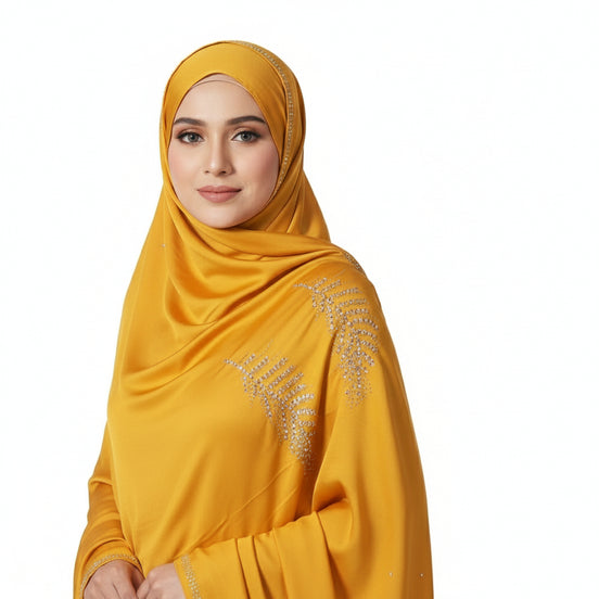 Mustard-Leaf Studded Silk