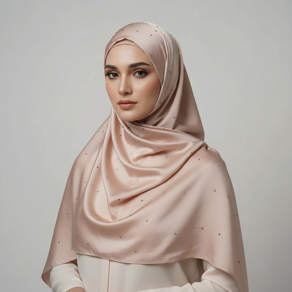 Skin Peach Gold Stone Luxilk Hijab