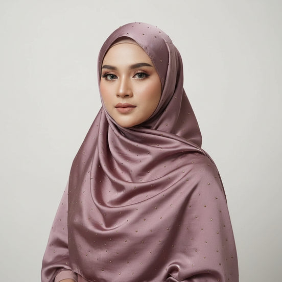 Mouve Gold Stone Luxilk Hijab