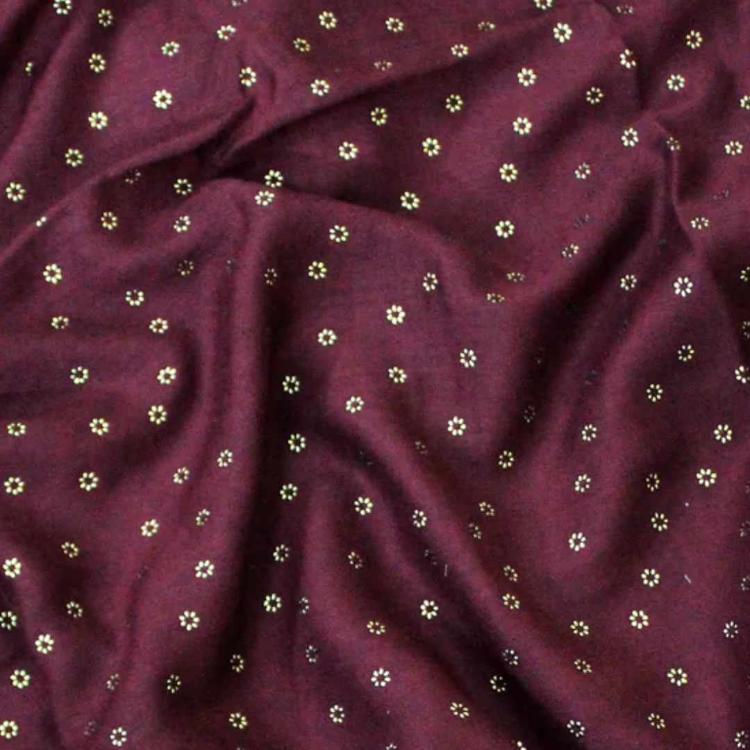 Maroon Golden Embossed Lawn