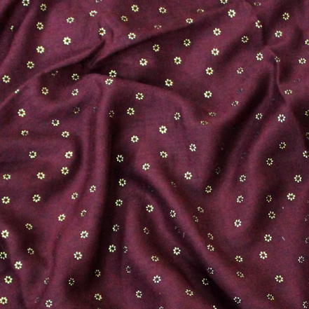 Maroon Golden Embossed Lawn