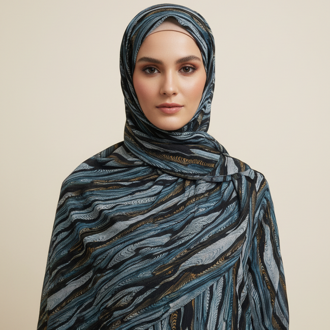 Blue Modal Printed Lawn