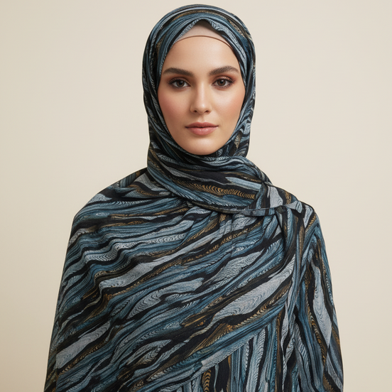 Blue Modal Printed Lawn