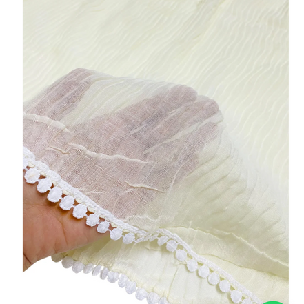 Cream Cotton Pleated Lace Hijab