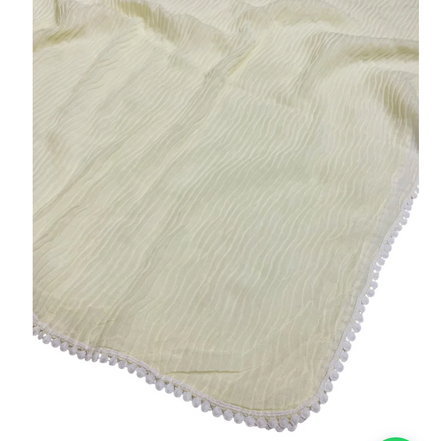 Cream Cotton Pleated Lace Hijab