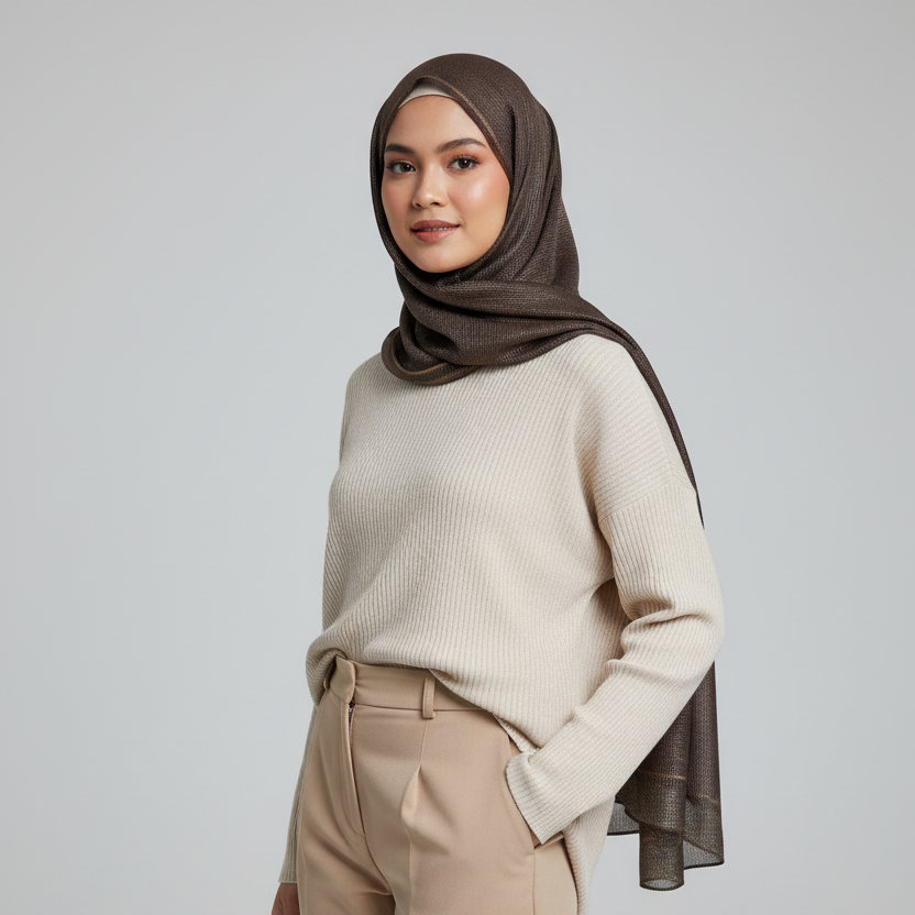 Brown Luxe Festive Hijab