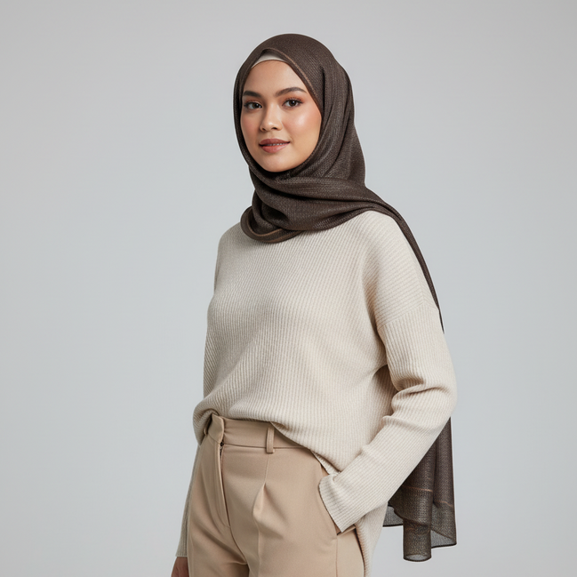 Brown Luxe Festive Hijab