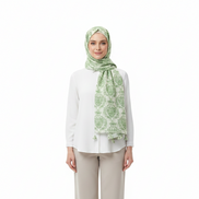 Greens Printed Chiffon with tassel