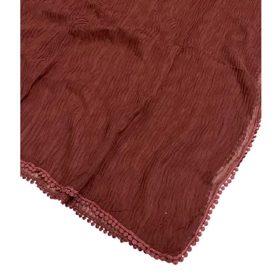 Terracotta Cotton Pleated Lace Hijab