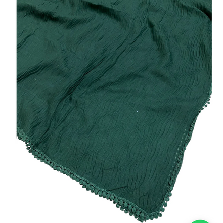 Bottle green Cotton Pleated Lace Hijab