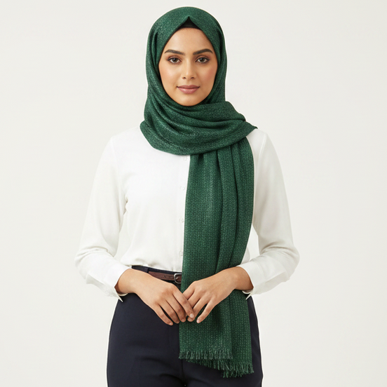 Green Glitter Lawn Hijab