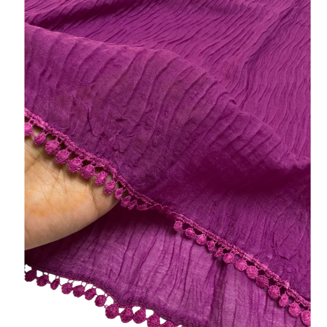 Margenta Cotton Pleated Lace Hijab