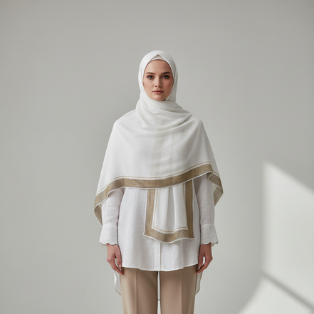 Off white Luxe Festive Hijab